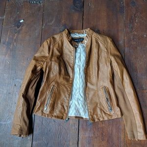 Black Rivet faux leather moto jacket